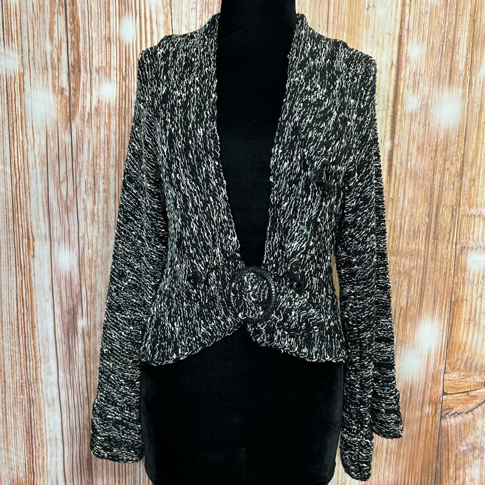 BCBGMAXAZRIA Buckle Front Marled Cardigan Sweater‎